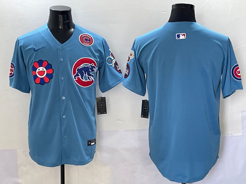 Men Chicago Cubs Blank Light Blue Flower Edition 2025 Nike MLB Jersey style 2->chicago cubs->MLB Jersey